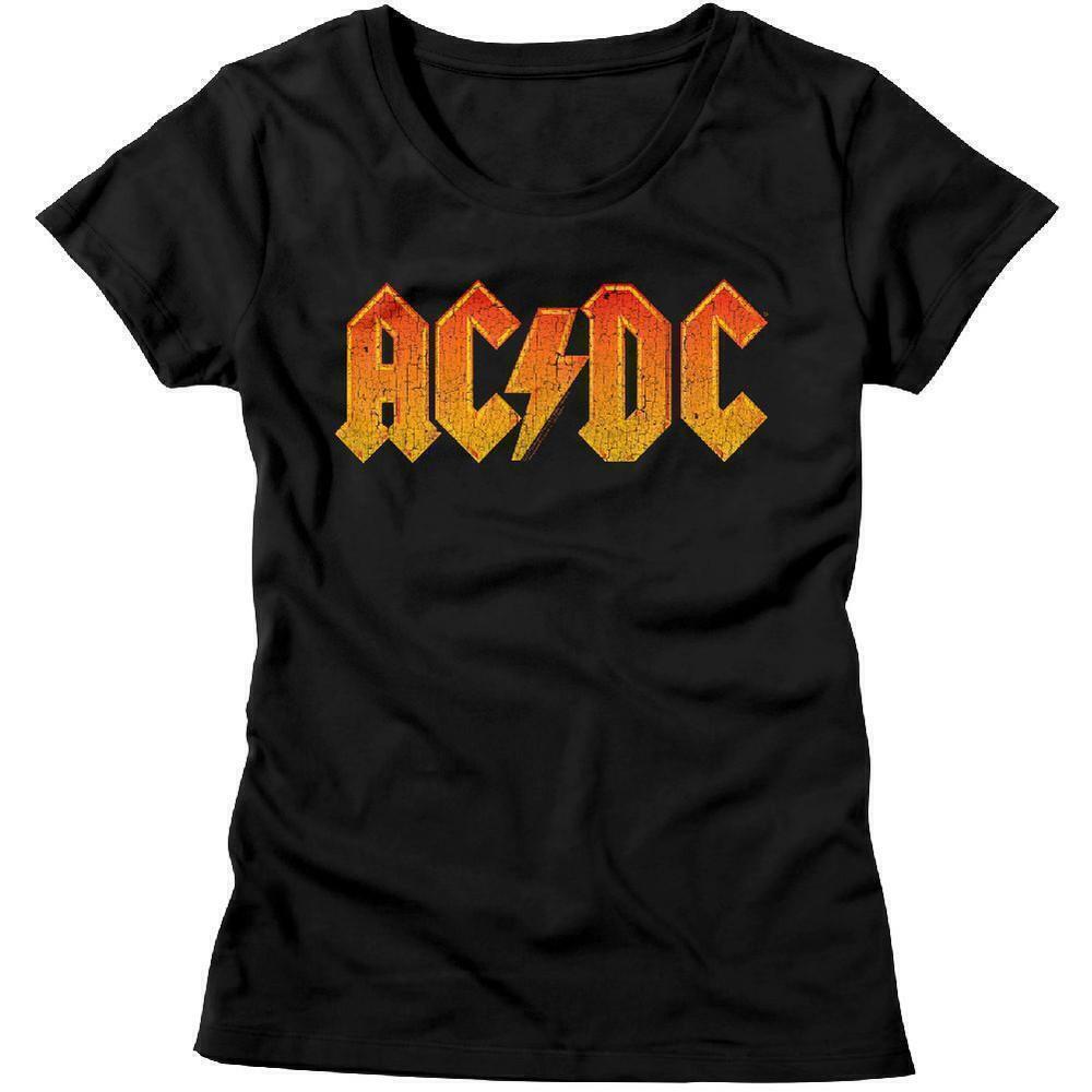 Acdc Distressed Orange Black Classic Rock Womens T-Shirt